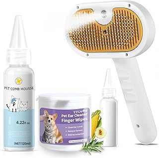Pet Steam Brush for Dog & Cat – shower bath brush – Steam for Shedding & Grooming Water Brush for Long & Short Haired Pets Spritz Defur Comb 3-in-1 Spray Hair Removal Comb Includes 1*Waterless Shampoo