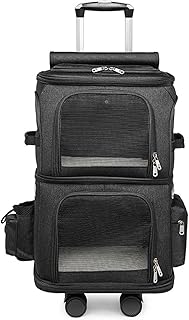 pet Backpack, Cat Backpack Carrier Supplies Space Pet Bag Travel Portable for The Suitcase Double-Deck Trolley Case,pet Supplies(Black)