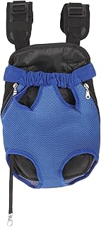 Toyvian Pet Carrier Backpack for Cats and Dogs Breathable Mesh Front Chest Design Blue L Size Suitable for Travel Hiking Small Pets