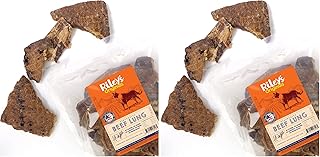 Riley's Dehydrated Beef Lung Dog Treats - Single Ingredient No Hide Dog Chews - USA Sourced 100% Beef Lung Treats - Training Chews and Snack Time Bites - 8oz (Pack of 2)