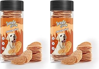 Jungle Calling Dog Treats, Single Ingredient Chicken Chips, Crunchy Jerky Chip Training Treat for Small Medium Large Breed Dogs, About 32 Count (Pack of 2)