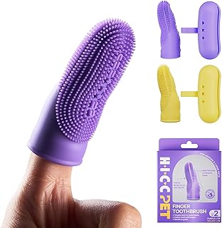 HICC PET Dual Dog Toothbrush Kit, Soft Liquid Silicone Finger and Handle Brushes, for Effective Plaque and Tartar Cleaning, Anti-Slip Design, 2-Pack