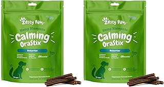 Zesty Paws OraStix for Dogs - Calming Dental Sticks for Stress with Hemp Melatonin Chamomile Dog Healthy Teeth and Gums Calm Composure for Fireworks and Thunderstorms - 25oz (Pack of 2)