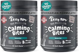 Zesty Paws Vet Strength Calming Chews for Dogs - for Everyday Stress, Relaxation, Composure, and Separation Smoked Turkey 90 Count (Pack of 2)