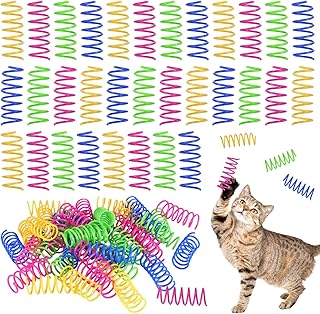 400pcs Cat Spring Toy, 2.1Inch Interactive Spiral Toy for Cats Kittens, Elastic Bouncy Cat Toy, Colorful Plastic Spring Coil for Indoor Hunting Swatting Chasing Biting