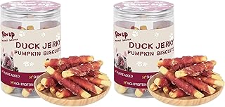 PAWUP Dog Treats Pumpkin Biscuits Sticks w/Duck Low Fat Dog Snacks, Healthy Biscuits with Taurine for Small Dogs, 12.5 oz (28-32 Count (Pack of 2)