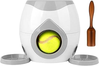 Dog Tennis Ball Launcher and Treat Reward Machine, Interactive Snack Thrower and Fun Toy for Dogs(Light Gray)
