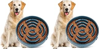 Slow Feeder Dog Bowls for Large Dogs Anti-Chocking Slower Feeder Dog Puzzle Bowl Pet Slow Eating Interactive Bloat Stop Dog Food Bowl JASGOOD,Ink Blue,Large (Pack of 2)