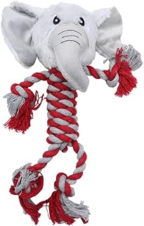Dog Cotton Rope and Plush Elephant Chew, Woven Pet Playing with Cotton Material, Large Size for Interactive Bite and Tug, Suitable for Dogs and Puppies