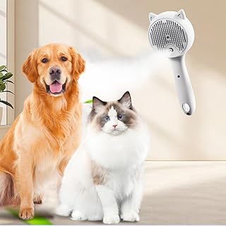 Cat Steam Brush, 3-in-1 Pet Grooming Brushes Dual Spray Hair Removal Comb for Dog&Cat Shedding & Grooming with USB Rechargeable and Release Hair Button Grooming Supplies
