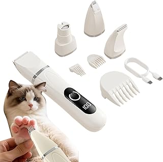 Dog Paw Trimmer,4-in-1 Quiet Electric USB Rechargeable Grinder | Pet Grooming Kit | for Puppy Pet Dachshund Home Indoor Paw Claw Cutting Trimming