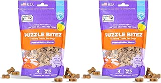 Outward Hound by Nina Ottosson Puzzle Bitez USA Made Dog Treats,Peanut Butter Flavor,Bite-Sized Training Reward and Interactive Puzzle Toy Treats,7.5oz,(Pack of 2)