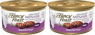 Fancy Feast Purina Pate Wet Cat Food Gourmet Naturals Beef Recipe with Added Vitamins,Minerals and Nutrients - 3 oz. Cans,(Pack of 24)