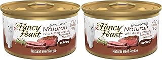 Fancy Feast Purina Wet Cat Food Natural Gourmet Naturals Beef Recipe in Wet Cat Food Gravy - 3 oz. Cans,(Pack of 24)