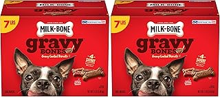 Milk-Bone Gravy Bones Dog Treats with 4 Savory Meat Flavors Coated in Gravy,7 Pound,(Pack of 2)