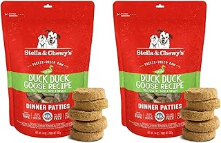 Stella & Chewy's Freeze-Dried Raw Dinner Patties - Duck Duck Goose Recipe - High Protein Grain-Free Puppy & Dog Food - Perfect for Picky Eaters - 14 oz,(Pack of 2)