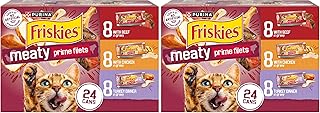 Friskies Purina Gravy Wet Cat Food Variety Pack,Prime Filets Meaty Favorites - 5.5 oz. Cans,(Pack of 48)
