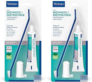 Virbac C.E.T.® Oral Hygiene Kit for Dogs | Poultry-Flavor Toothpaste | Fingerbrush and Pet Toothbrush,(Pack of 2)