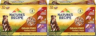 Nature's Recipe Grain Free Wet Dog Food Variety Pack, Chicken Recipes with Beef, Turkey & Lamb in Savory Broth, 2.75 oz. Cups (Pack of 24), 2 Count