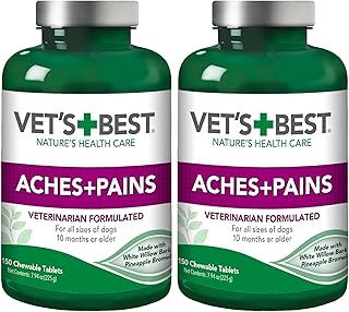 Vet’s Best Dog Pain Relief Supplement,Natural Aspirin Alternative for Hip & Joint Support,Arthritis & Aches Relief Tablets for Dogs,150 Count (Pack of 2)