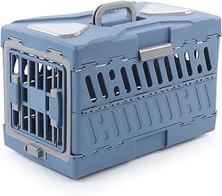 Collapsible Dog Crate for Medium and Small Dogs - 22.05 Inches Long. Tool-Free Folding Design, Breathable mesh Sides, Portable for Indoor use. Equipped with a Handle for Easy Travel.