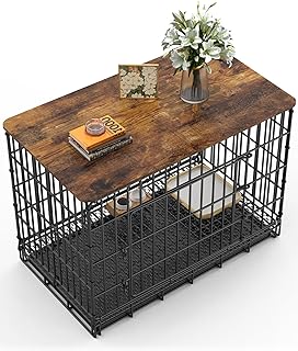 Dog Crate Topper for 36'' Dog Cage, Dog Kennel Topper Wood Countertop, Foldable Dog Crate Table Top (Crate Not Include)