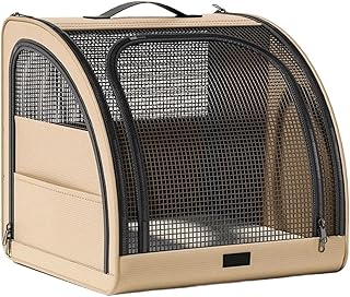 Portable Pet Crate, Soft-Sided Travel Carrier and Resting Bed for Dogs and Cats(Beige)