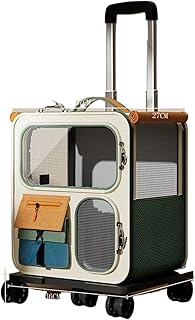 Compatible for Cats & Small Dogs, Soft-Sided Pet Carrier Backpack with Universal Wheels, Detachable for Outdoor Travel(B)