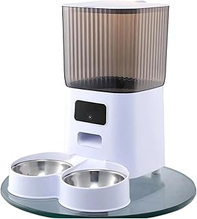 Compatible for 5L Double Bowls Smart Automatic Cat Feeder with Camera, Video Dry Food Dispenser & Voice Recorder for Dogs Cats(Double Bowl WiFi)