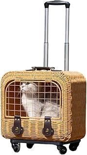 Compatible Cat Carrier Trolley Case, Handmade Portable Pet Bag with Wheels for Outdoor Travel