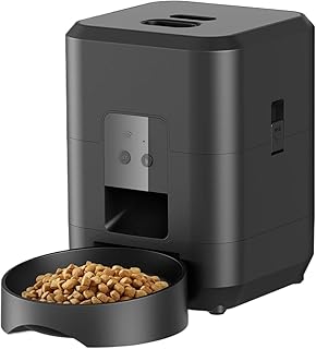 Compatible for Smart Pet Feeder Automatic Cat Dog Feeder, Timed Quantitative Slow Food Machine Cat Food Dispenser Bowl(Black WiFi Feeder)