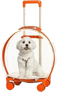 Transparent Pet Backpack Trolley with Wheels, Puppy Cat Carrier for Animal Transport and Travel Supplies