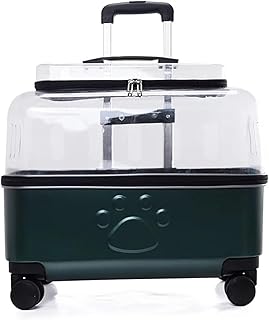 Transparent Cat Bag Carrier with Pull Rod, Breathable Portable Pet Travel Handbag for Small Pets