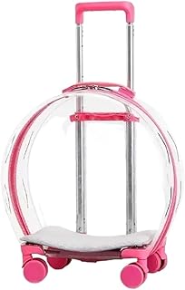 Transparent Pet Backpack Carrier with Wheels, Puppy Cat Trolley for Animal Travel and Supplies