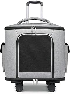 Compatible Large Outdoor Pet Carrier with Quiet Wheels, Breathable Travel Bag for Dogs and Cats