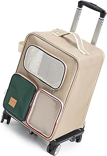 Portable Pet Trolley with for Cats and Puppies, Breathable Carrier Backpack for Outdoor Camping Pet Rolling Carriers with Wheel