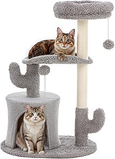 33IN Cat Tree Tall Multi-Level Tower for Indoor Pet Furniture Stable Kitty Play House with Sisal Scratching Post for Home