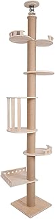 Cat Climbing Tower, Natural Sisal Rope Scratching Post Adjustable Tall Cat Activity Tree, Floor to Ceiling Cat Tree,100.4-104.3"