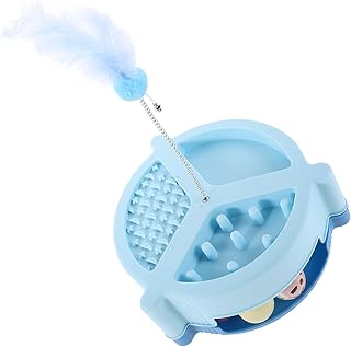 Interactive Cat Ball Track with Teaser Stick Blue Cat Turntable and Kittens Sturdy Pet Teasing