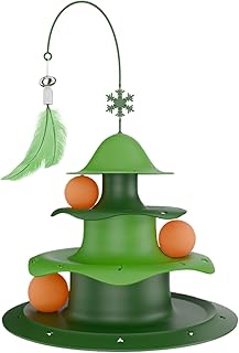 Interactive Cat Track Toy - 3-Tier Puzzle with Teaser, Ball Track Tower Enrichment, Exercise Hunting Boredom Relief Use, Play Stimulation Small Medium Large Cats, Fun Engaging Activity Toy, Mental Phy