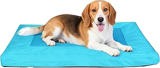 Indestructible Dog Crate Bed, Orthopedic Memory Foam Dog Bed with Removable Cover and Anti-Slip Bottom, Chew Proof Mattress for Large Dogs, 44" x 32"，Blue