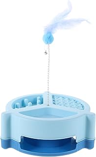 VANZACK Interactive Cat Turntable with Rolling Ball Track for Indoor Cats and Kittens Blue Plastic Rotating Teaser and Boredom Relief