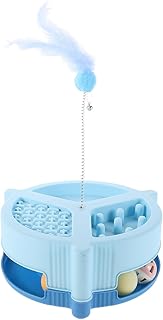 Interactive Cat Teaser Turntable with Spinning Ball Automatic Rotating Cat Track Blue Self-Entertainment Pet Supply