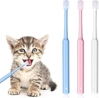 WJIAAA Small Cat Dog Toothbrush, 3 Pack 360 Degree Soft Silicone Pet Toothbrush Cat Dental Care Dog Oral Hygiene Deep Cleaning Pet Teeth Clean Kit