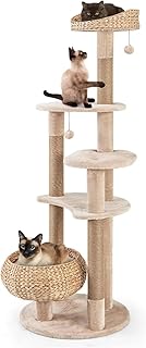 Compatible for Tangkula Modern Cat Tree, 65" Tall Cat Tower with Jute Scratching Posts, Dangling Balls, Cattail Bed & Top Perch