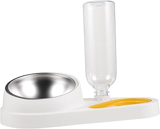 Automatic Pet Feeder and Water Dispenser Bowl, Anti-Fall White Food Feeder Station for Small Dogs and Puppies, Integrated Feeding Solution for Home Use