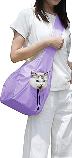 Puppy Sling Carrier for Small Pets Breathable Dogs Carrying Bag Purple Cats Boby Holder for Outdoor Travel Summer