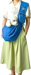 Pet Sling Carrier, Blue, Adjustable Shoulder Strap, Hands-Free Dog Cat Carrier