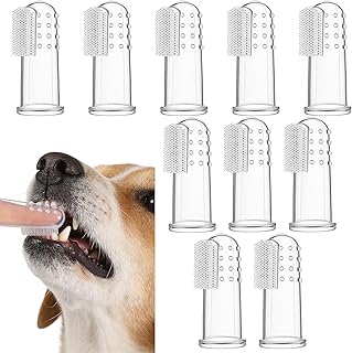 10 Pcs Dog Finger Toothbrush Small Breed Finger Toothbrush with Silicone Bristles and 16 Round Particles for Dogs Cats Dental Care Puppy Tooth Brushing Kit Fits Most Fingers