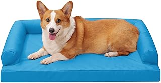 Indestructible Pet Couch Sofa - Orthopedic Memory Foam Dog Bed, Waterproof Washable Cover with Non-Slip Bottom & Durable Support for Medium Large Dogs, 36" x 27" Blue